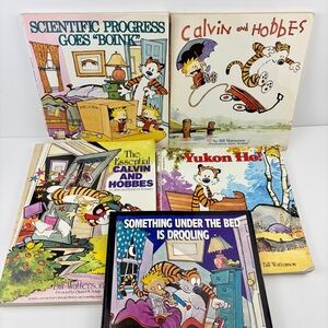 Calvin and Hobbes Softcover Paperback Books Lot of Five Vintage Comic Collection